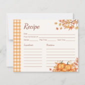 Thanksgiving Pompoen Oogst Gingham Receptkaart (Voorkant)