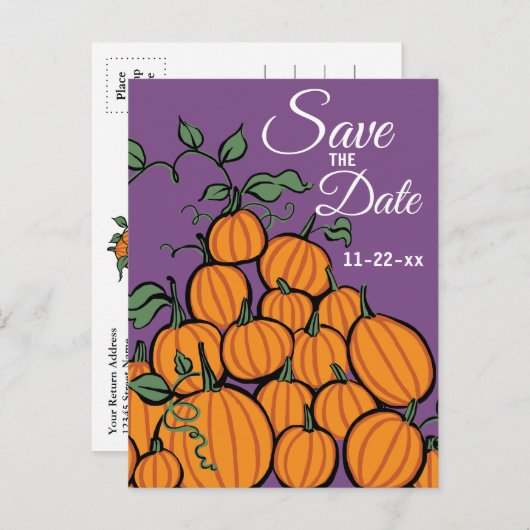 Thanksgiving Pompoen Oogst Save the Date Uitnodiging Briefkaart (Voorkant / Achterkant)