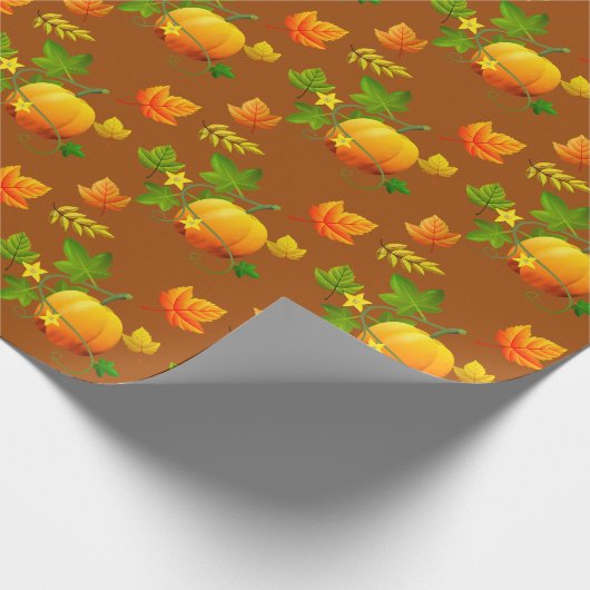 Thanksgiving pompoen op bruin cadeaupapier (Hoek)
