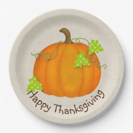 Thanksgiving Pompoen op Jute Papieren Bordje