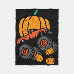 Thanksgiving pompoen op monster truck Herfst jonge Fleece Deken