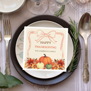 Thanksgiving pompoen oranje bloemmotieven boog han servet