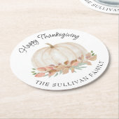 Thanksgiving pompoen ronde kartonnen onderzetter (Gebogen)