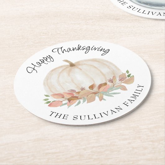 Thanksgiving pompoen ronde kartonnen onderzetter (Gebogen)