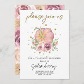 Thanksgiving Pompoen Roze Bloem Kaart (Voorkant / Achterkant)