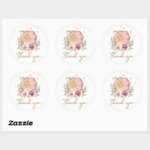 Thanksgiving Pompoen Roze Dank u Ronde Sticker (Vel)