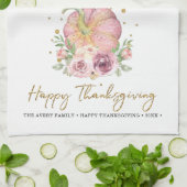 Thanksgiving pompoen roze familienaam theedoek (Gevouwen)