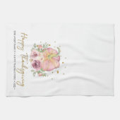 Thanksgiving pompoen roze familienaam theedoek (Horizontaal)