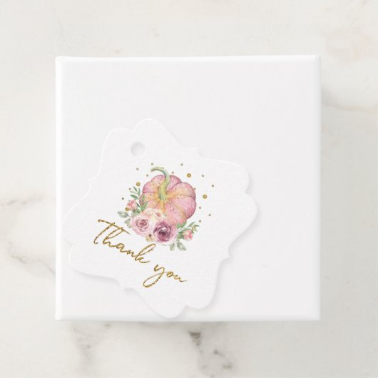 Thanksgiving Pompoen Roze Goud Dank u Bedankjes Labels (In situ)