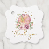 Thanksgiving Pompoen Roze Goud Dank u Bedankjes Labels (Voorkant)