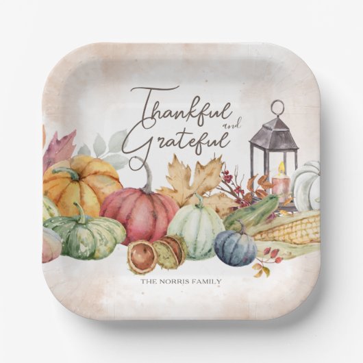 Thanksgiving Pompoen Rustieke Herfst Papier Borden Papieren Bordje (Voorkant)