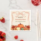 Thanksgiving pompoen sinaasappel bloemen boog hand servet (Insitu)