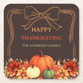 Thanksgiving pompoen sinaasappel boog met de hand  kartonnen onderzetters (Voorkant)