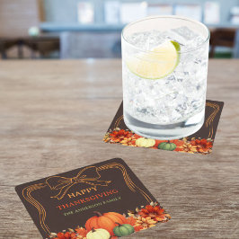 Thanksgiving pompoen sinaasappel boog met de hand  kartonnen onderzetters