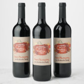 Thanksgiving pompoen Spice Dinner Brown Wine Label Wijn Etiket (Flessen)