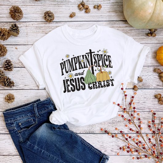 Thanksgiving Pompoen Spice Jesus Christ Herfst Tri-Blend Shirt