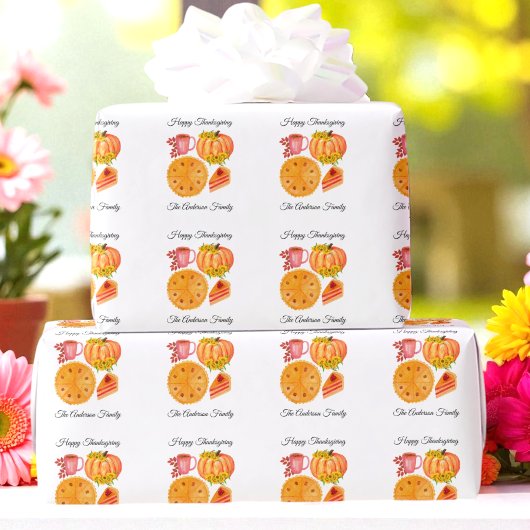 Thanksgiving Pompoen Taart Kruiden Latte Cadeaupapier