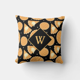 Thanksgiving pompoen taart patroon monogram Herfst Kussen