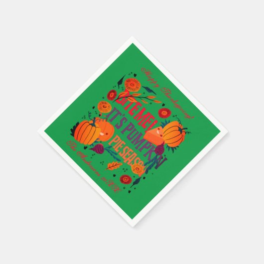 Thanksgiving pompoen taart seizoen illustratie servet (Hoek)