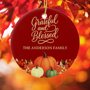 Thanksgiving pompoen terracotta Dankbaar gezegend Keramisch Ornament