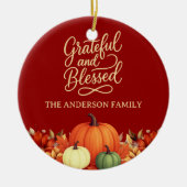 Thanksgiving pompoen terracotta Dankbaar gezegend Keramisch Ornament (Voorkant)