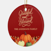 Thanksgiving pompoen terracotta Dankbaar gezegend Keramisch Ornament (Links)