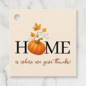 Thanksgiving Pompoen Thuis is waar we dankbaar voo Bedankjes Labels (Voorkant)