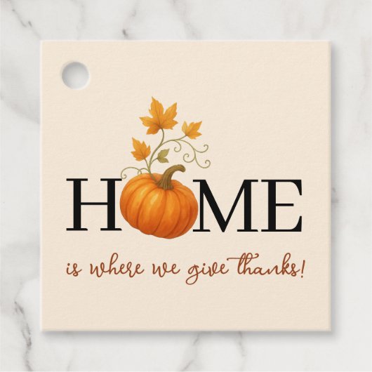 Thanksgiving Pompoen Thuis is waar we dankbaar voo Bedankjes Labels (Voorkant)