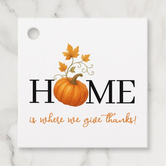 Thanksgiving Pompoen Thuis is waar we dankbaar voo Bedankjes Labels (Voorkant)