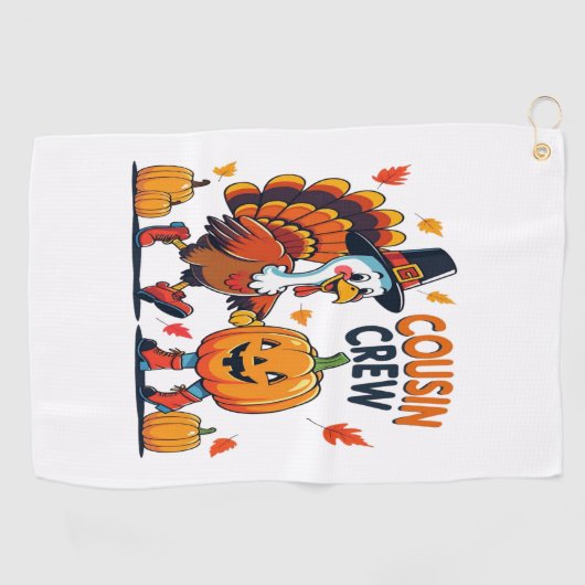 Thanksgiving pompoen van neef en neef golfhanddoek (Horizontaal)