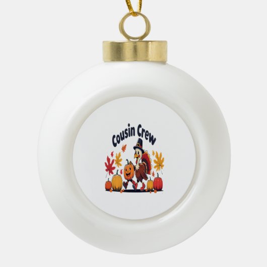 Thanksgiving pompoen van neef en neef keramische bal ornament (Voorkant)