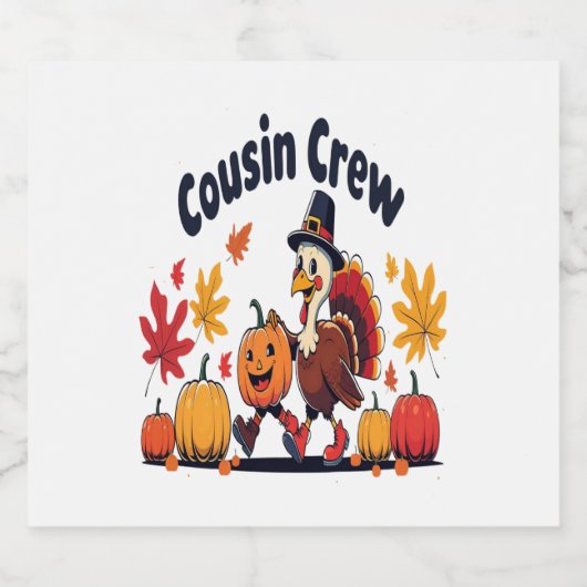 Thanksgiving pompoen van neef en neef sparkling wijnetiket (Enkel label)