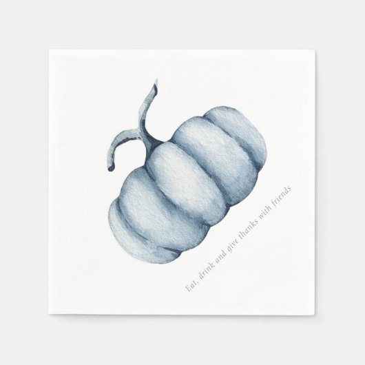 Thanksgiving pompoen waterverf blauw servet (Voorkant)