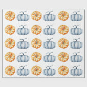Thanksgiving pompoen waterverf sinaasappel en blau cadeaupapier (Vlak)