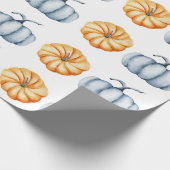 Thanksgiving pompoen waterverf sinaasappel en blau cadeaupapier (Hoek)