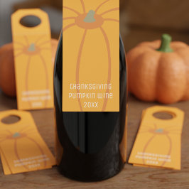 Thanksgiving Pompoen Wijnfles Hanger Labels