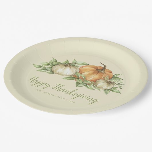 Thanksgiving pompoenbladeren papieren bordje (Gekanteld)