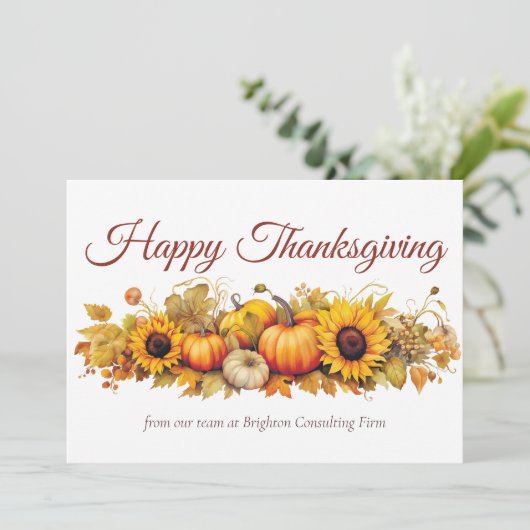  Thanksgiving Pompoenen Custom Company Feestdagenkaart (Staand voorkant)