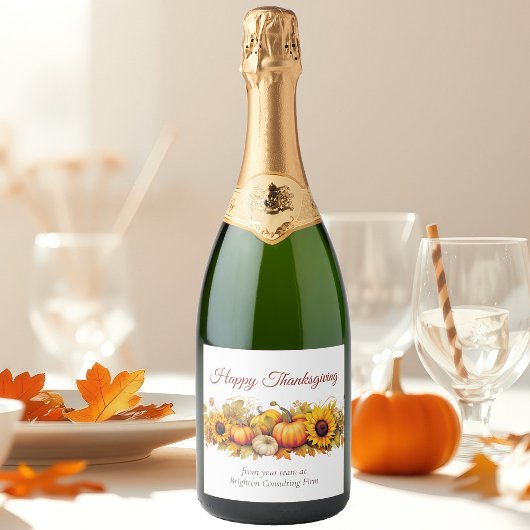 Thanksgiving Pompoenen Custom Company Party Sparkling Wijnetiket