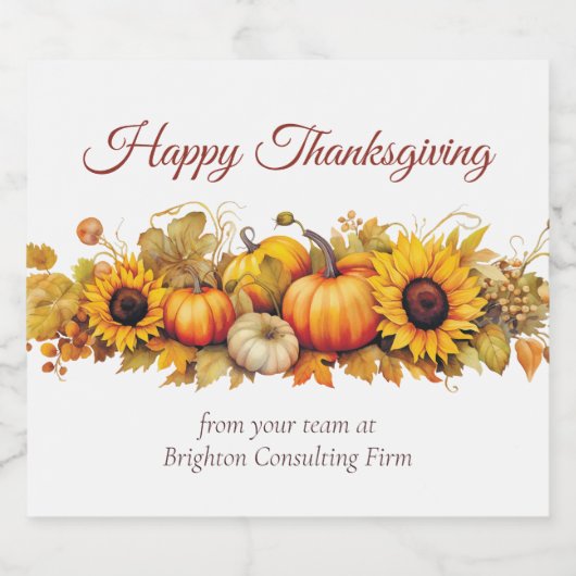 Thanksgiving Pompoenen Custom Company Party Sparkling Wijnetiket (Enkel label)