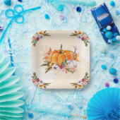 Thanksgiving pompoenen en bloemen papieren bordje (Feest)