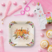 Thanksgiving pompoenen en bloemen papieren bordje (Feest)