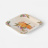 Thanksgiving pompoenen en bloemen papieren bordje (Gebogen)