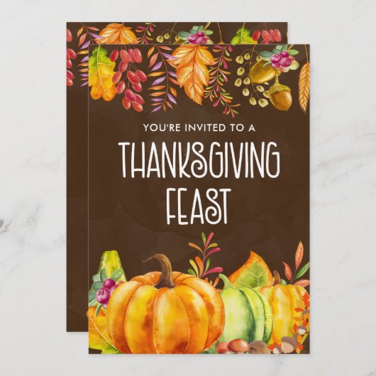 Thanksgiving pompoenen en herfst kaart (Voorkant / Achterkant)