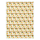 Thanksgiving pompoenen en rode bladeren op wit tafelkleed (Voorkant)