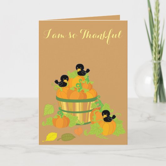 Thanksgiving Pompoenen en vogels Feestdagen Kaart (Voorkant)