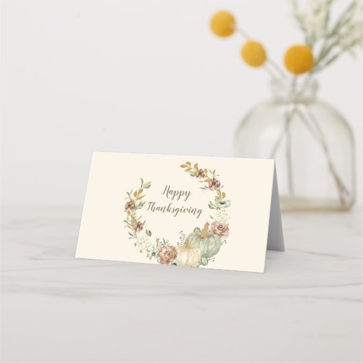 Thanksgiving Pompoenen Groen Ivoor Goud Bruin Plaatskaartje (Achterkant)