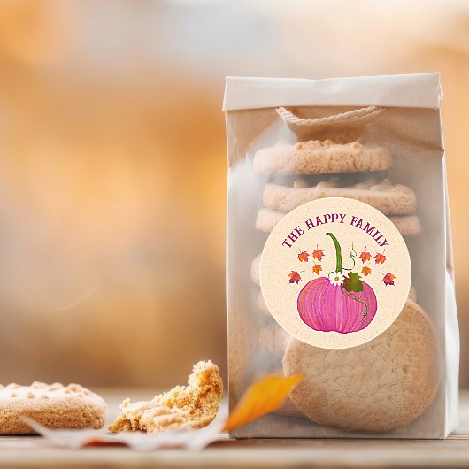 Thanksgiving pompoenen herfst gebladerte personali ronde sticker