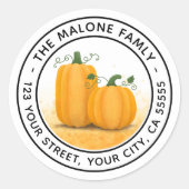 Thanksgiving pompoenen herfst oogstadres ronde sticker (Voorkant)