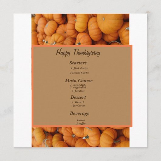 Thanksgiving pompoenen menu (Voorkant)